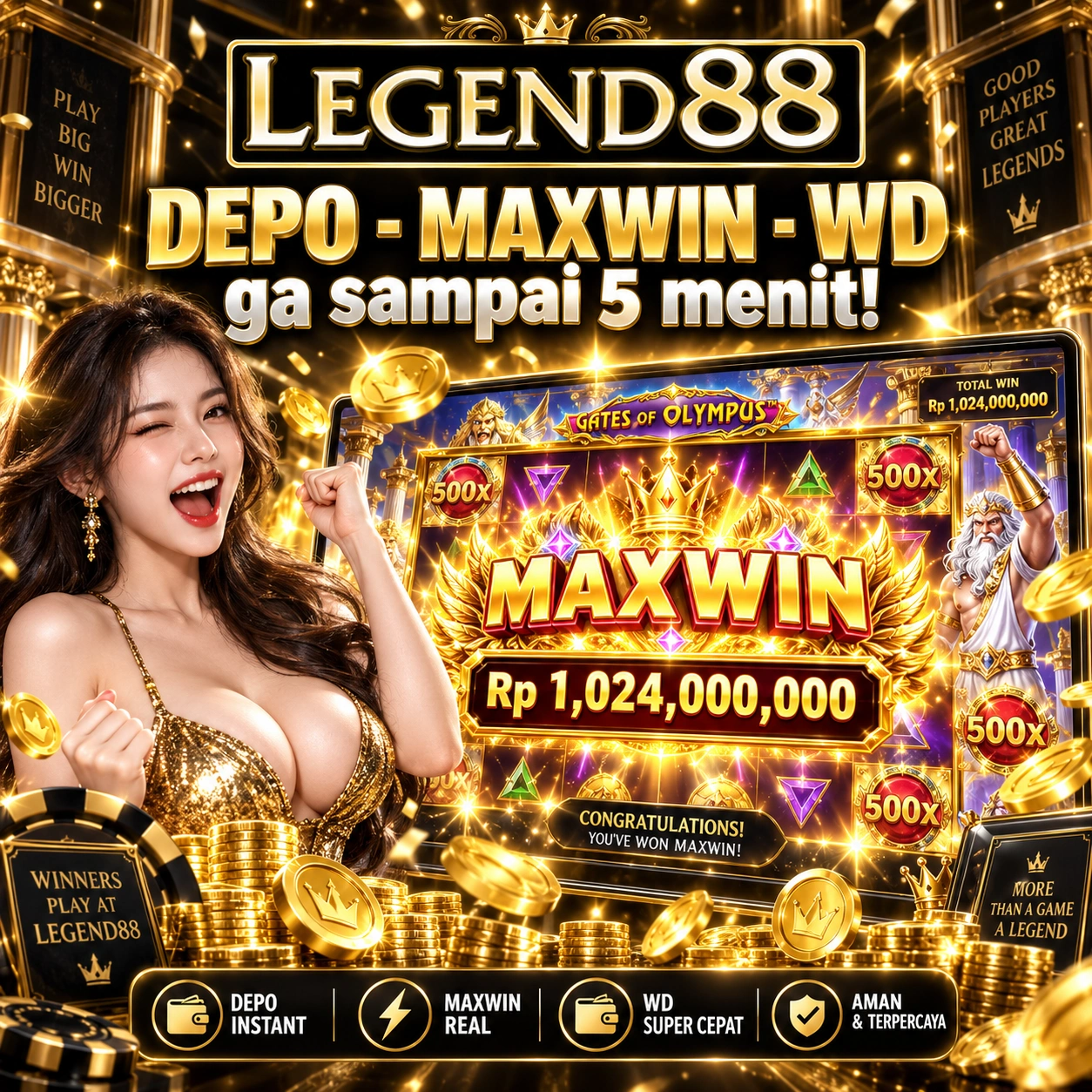 Legend88 * Slot Gacor Malam Ini MAXWIN Terbesar Gampang Menang by Hey siriusly